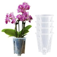 Pavtner Orchid Pot 6.3Inch 4 Pack  Clear Platics Orchid Pots With Holes  Planter Pot For Repotting Orchids And Other Flowers