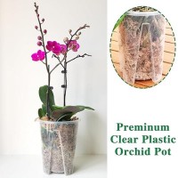 Pavtner Orchid Pot 6.3Inch 4 Pack  Clear Platics Orchid Pots With Holes  Planter Pot For Repotting Orchids And Other Flowers