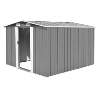vidaXL Metal Shed Galvanised Steel Garden Storage with Ventilation and Sliding Doors Outdoor Tool House in Anthracite 257x39