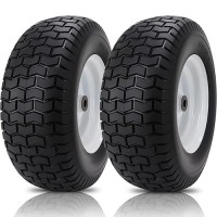 16X6508 Lawn Mower Tires With Rim Flat Free Tractor Turf Tire With 34 Iron Bushing 3 Centered Hub For Riding Lawn Mowe