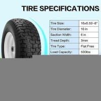 16X6508 Lawn Mower Tires With Rim Flat Free Tractor Turf Tire With 34 Iron Bushing 3 Centered Hub For Riding Lawn Mowe