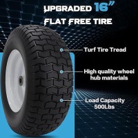 16X6508 Lawn Mower Tires With Rim Flat Free Tractor Turf Tire With 34 Iron Bushing 3 Centered Hub For Riding Lawn Mowe