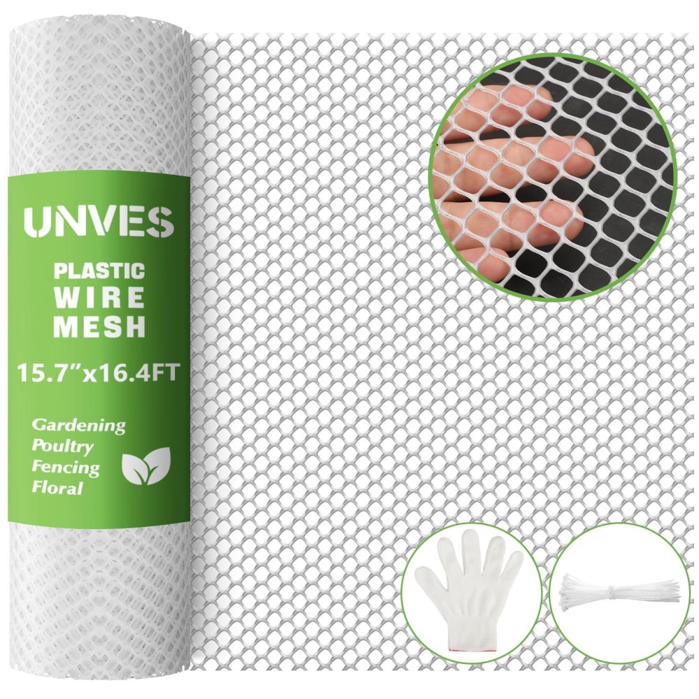 Unves Plastic Mesh Fencing 157In X 164Ft Plastic Chicken Wire Fencing Roll Hexagonal Garden Fencing For Garden Beds Dogs Cat