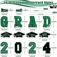 14 Pcs Graduation Outdoor Decor  Green Glitter Congratulations Graduation Yard Signs With Stakes  Plastic Congrats Grad Yard Stakes  Large Grad Cap College High School Outdoor Lawn Decorations