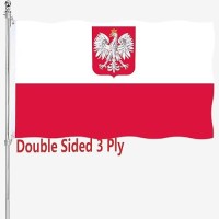 Poland State Ensign Flags 3X5 Polish Flags Double Sided For Outdoors 3 Ply 200D Heavy Duty Polyester And Durable Canvas Header