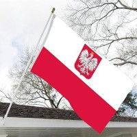 Poland State Ensign Flags 3X5 Polish Flags Double Sided For Outdoors 3 Ply 200D Heavy Duty Polyester And Durable Canvas Header