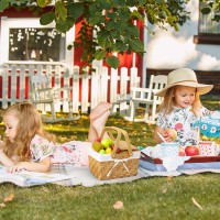 Granny Says Small Picnic Basket For Children Small Basket With Folding Handle Dualflid Lid Natural Woodchip Basket Woven B