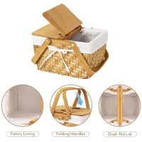 Granny Says Small Picnic Basket For Children Small Basket With Folding Handle Dualflid Lid Natural Woodchip Basket Woven B