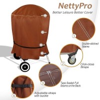 Nettypro Kettle Grill Cover 22 Inch  Heavy Duty Waterproof Outdoor Small Charcoal Grill Cover Round  Brown