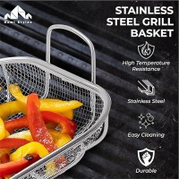 Homi Styes Grill Baskets For Outdoor Grill - 15 X 11-Inch Vegetable Grill Basket - Grill Vegetable Basket With Handles - Rustproof Stainless Steel Mesh Veggie Grilling Basket