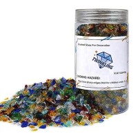 Twinkling High Luster Fire Glass Gravel Stone Glitter Broken Glass Fire Gems Chips Crushed Glass For Fire Pit Crafts Resin Art A