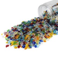 Twinkling High Luster Fire Glass Gravel Stone Glitter Broken Glass Fire Gems Chips Crushed Glass For Fire Pit Crafts Resin Art A