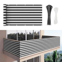 Duerer Balcony Screen Privacy Fence Cover 25 X 10 Black White Fence Netting Mesh Shade Cloth Fabric Uv Protection For Apartme