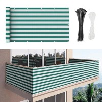 Duerer Balcony Screen Privacy Fence Cover 25 X 10 Green White Fence Netting Mesh Shade Cloth Fabric Uv Protection For Apartme