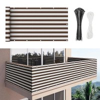 Duerer Balcony Screen Privacy Fence Cover 33 X 197 Brown White White Fence Netting Mesh Shade Cloth Fabric Uv Protection For