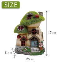 Teresa'S Collections Mushroom Garden Statues With Outdoor Solar Light  Green Flocked Fall Decorations For Home  Resin Fairy House Accessories Outdoor Fall Decor Yard Lawn Ornaments Gifts For Mom 6.6