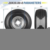 Gicool 20X10.00-8 Lawn Mower Tire And Wheel  4 Ply Tubeless Tire  Replacement 20X10-8Nhs 4 Lug Trailer Tires And Wheels Rear Tire And Wheel Assemblies  4-Lug  2.83  Borehole  2 Pack