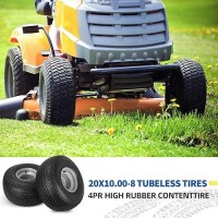 Gicool 20X10.00-8 Lawn Mower Tire And Wheel  4 Ply Tubeless Tire  Replacement 20X10-8Nhs 4 Lug Trailer Tires And Wheels Rear Tire And Wheel Assemblies  4-Lug  2.83  Borehole  2 Pack