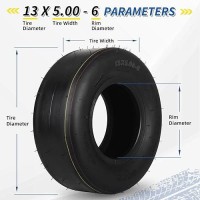 Gicool 2 Pack 13X5006 Lawn Mower Tubeless Tire 13 X 56 Riding Zero Turn Lawnmower Smooth Turf Tyre 4 Ply