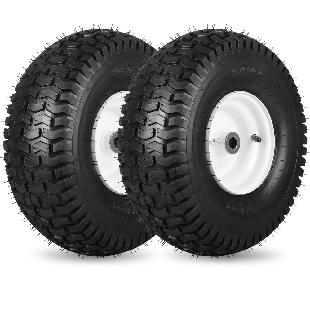 Gicool 15X6006 Rubber Lawn Mower Tire And Wheel 2 Pcs Replacement 15X66Nhs Riding Mowers Lawn Tire And Wheel With 34 Bush