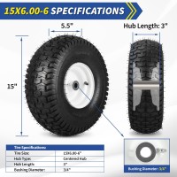 Gicool 15X6006 Rubber Lawn Mower Tire And Wheel 2 Pcs Replacement 15X66Nhs Riding Mowers Lawn Tire And Wheel With 34 Bush