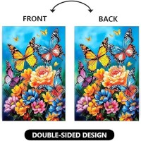 Spring Summer House Flags 28X40 Double Sided Large Butterfly Garden Flag Flower Yard Flags For Outside Butterflies Outdoor Decor