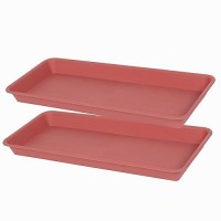 Vuwez 2 Pack Of Plastic Plant Tray Saucer Rectangular 17 18 Inch Plant Trays Saucers For Indoors Outdoor Plant Water Drip Tray