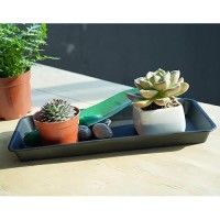 Vuwez 2 Pack Of Plastic Plant Tray Saucer Rectangular 17 18 Inch Plant Trays Saucers For Indoors Outdoor Plant Water Drip Tray