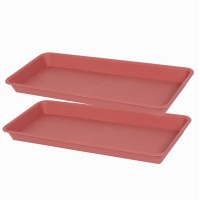 Vuwez 2 Pack Of Plastic Plant Tray Saucer Rectangular 16 Inch Plant Trays Saucers For Indoors Outdoor Plant Water Drip Tray Fo