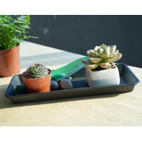 Vuwez Plant Saucer Tray Heavy Sturdy Long Narrow Plastic Plant Saucers Drainage Trays For Indoors No Holes Plant Drip Trays Fo