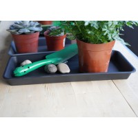 Vuwez Plant Saucer Tray Heavy Sturdy Long Narrow Plastic Plant Saucers Drainage Trays For Indoors No Holes Plant Drip Trays Fo