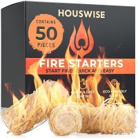 Houswise Fire Starter 50 Pcs - Natural Fire Starters For Indoor & Outdoor  Firestarter For Wood Stove  Fireplace Campfires  Chimney  Grill  Fire Pit  Bbq