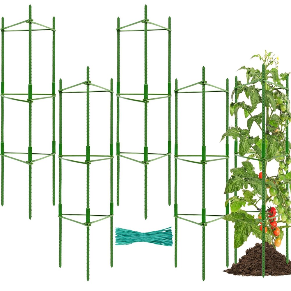 Halatool 4 Pack Tomato Cages For Garden Up To 48In4Ft Adjustable Tomato Cage Garden Stakes Tomato Trellis For Pots Tomato Plan