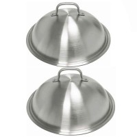 Zbxfcsh Griddle Accessories - Heavy Duty 12 Inch Round Basting Cover - Stainless Steel - Cheese Melting Dome And Steaming Cover - Best For Use In Flat Top Grill Cooking Indoor Outdoor- 2 Domes