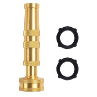 Hourleey Adjustable Twist Hose Nozzle 4 Heavyduty Brass 34 Ght Hose Nozzle With 2 Garden Hose Rubber Washers 1 Pack