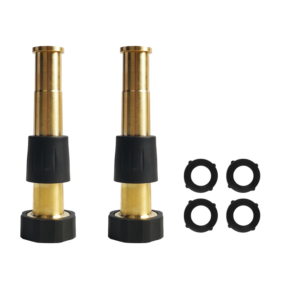 Hourleey 2 Pcs 5 Heavy Duty Brass Nozzles Brass Jet Sweeper Garden Hose Nozzle 34 Ght Nozzles For Garden Watering Car An