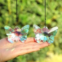 2 Pack Butterfly Crystal Suncatchers 70Mm Large Sun Catchers For Hanging Ornaments Decorative Indoor And Outdoor Windows