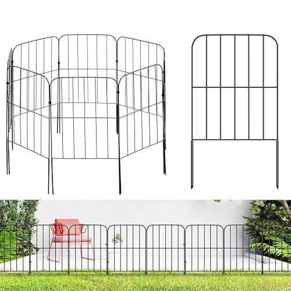 12 Pcs Animal Barrier Fence  24''(H) X 13Ft(L)  No Dig Garden Fence Border For Small Dogs & Rabbits  Rustproof Metal  Decorative Fencing For Outdoor Landscape Yard Patio  2 Spike Spacing Fence