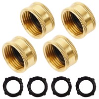 Hourleey Brass Garden Hose End Caps 4 Pack 34 Female End Cap Garden Hose End Caps With 4 Washers