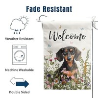 Floral Dachshund Garden Flag Spring Summer Yard Flag Flower Dog Garden Flags For Outside Small Outdoor Welcome Flags 12X18 Doubl