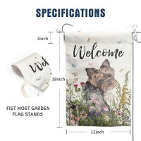 Floral Yorkie Garden Flag Spring Summer Yard Flag Flower Yorkshire Terrier Dog Garden Flags For Outside Small Outdoor Welcome Fl