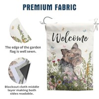 Floral Yorkie Garden Flag Spring Summer Yard Flag Flower Yorkshire Terrier Dog Garden Flags For Outside Small Outdoor Welcome Fl