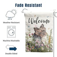 Floral Yorkie Garden Flag Spring Summer Yard Flag Flower Yorkshire Terrier Dog Garden Flags For Outside Small Outdoor Welcome Fl