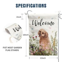 Spring Summer Garden Flag Floral Golden Doodle Puppy Yard Flag Flower Dog Garden Flags For Outside Small Outdoor Welcome Flags 1