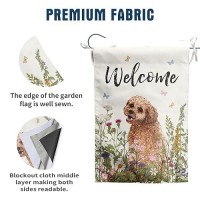 Spring Summer Garden Flag Floral Golden Doodle Puppy Yard Flag Flower Dog Garden Flags For Outside Small Outdoor Welcome Flags 1