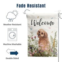 Spring Summer Garden Flag Floral Golden Doodle Puppy Yard Flag Flower Dog Garden Flags For Outside Small Outdoor Welcome Flags 1