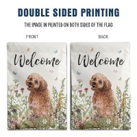 Spring Summer Garden Flag Floral Golden Doodle Puppy Yard Flag Flower Dog Garden Flags For Outside Small Outdoor Welcome Flags 1