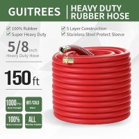 Guitrees 150Ft 58 Heavyduty Rubber Garden Hose 200Psi Working 1000Psi Burst Hotcold Water Fivelayered Braiding For Du