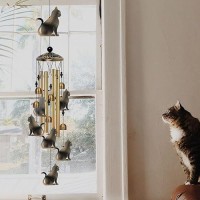 Outdoor Cat Wind Chimes Decor Memorial Wind Chimes Mobile Cat Wind Bells Cat Wind Catcher Bronze Cat Wind Chimes For Home Y