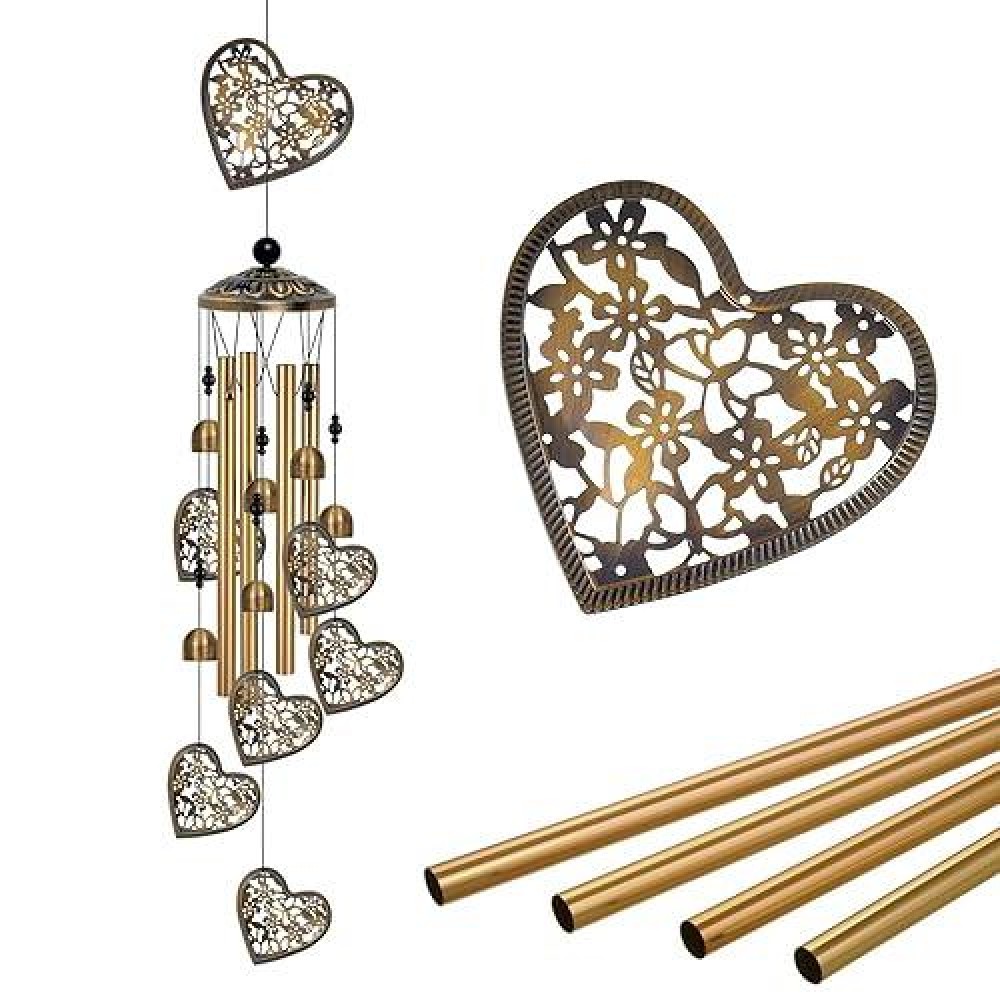 Outdoor Heart Wind Chimes Decor Memorial Wind Chimes Mobile Hearts Wind Bells Heart Wind Catcher Bronze Wind Chimes For Home